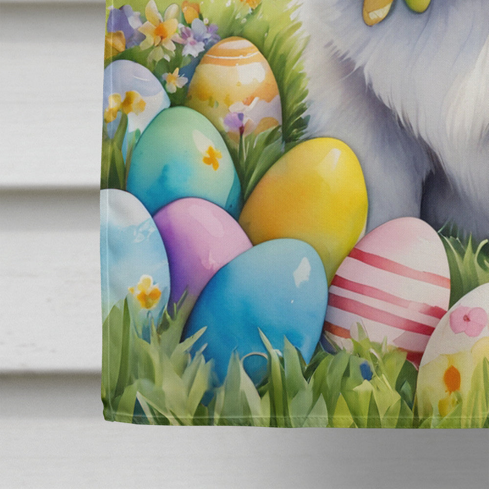 American Eskimo Easter Egg Hunt House Flag 28x40 Porch Sleeve Pole Decorative Outside Yard Banner Artwork Wall Hanging, Polyester