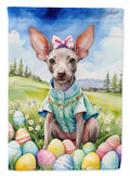 American Hairless Terrier Easter Egg Hunt House Flag 28x40 Porch Sleeve Pole Decorative Outside Yard Banner Artwork Wall Hanging, Polyester