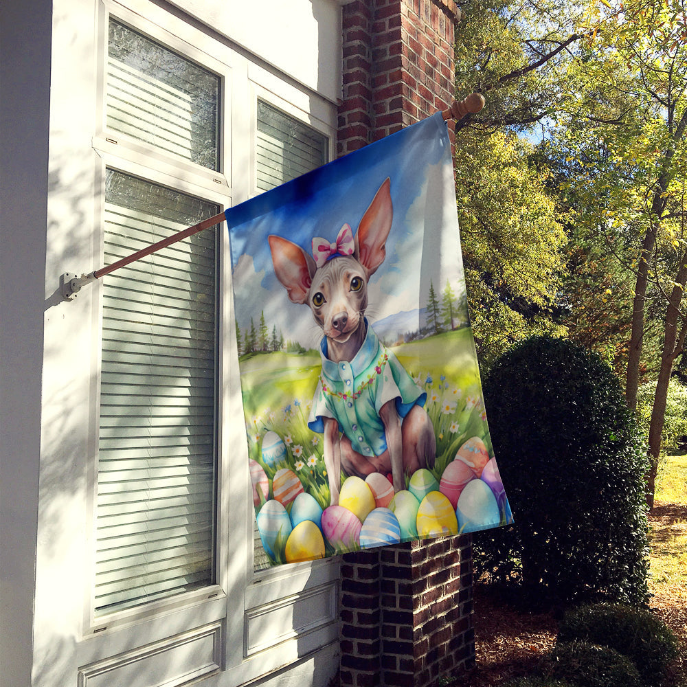 American Hairless Terrier Easter Egg Hunt House Flag 28x40 Porch Sleeve Pole Decorative Outside Yard Banner Artwork Wall Hanging, Polyester