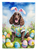 American Water Spaniel Easter Egg Hunt House Flag 28x40 Porch Sleeve Pole Decorative Outside Yard Banner Artwork Wall Hanging, Polyester