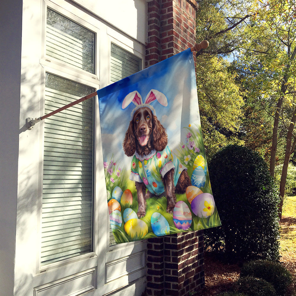 American Water Spaniel Easter Egg Hunt House Flag 28x40 Porch Sleeve Pole Decorative Outside Yard Banner Artwork Wall Hanging, Polyester