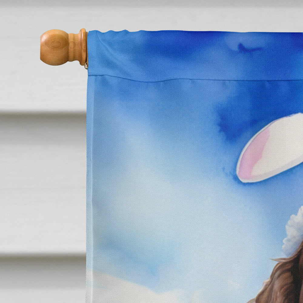 American Water Spaniel Easter Egg Hunt House Flag 28x40 Porch Sleeve Pole Decorative Outside Yard Banner Artwork Wall Hanging, Polyester