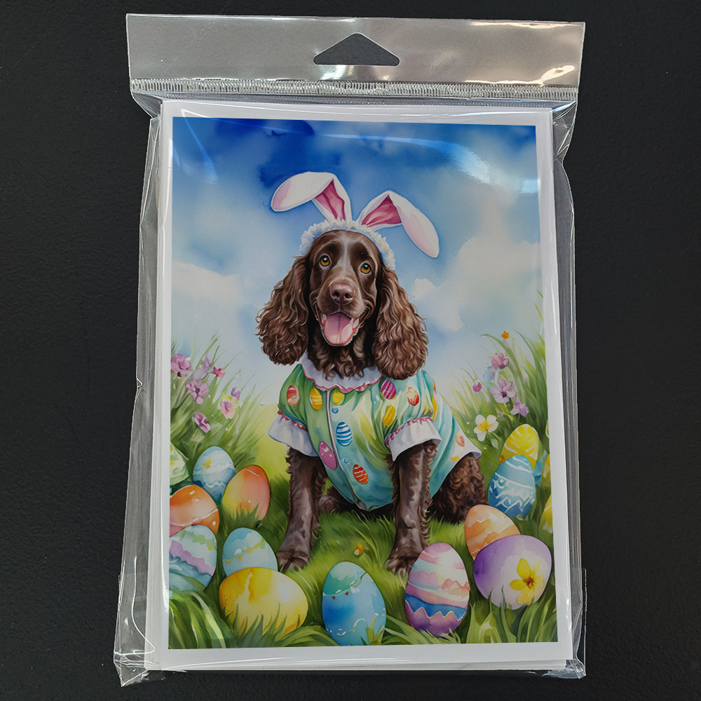 American Water Spaniel Easter Egg Hunt Greeting Cards Pack of 8 Blank Cards with Envelopes Whimsical A7 Size 5x7