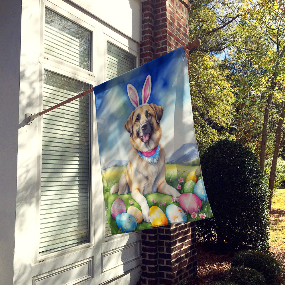 Anatolian Shepherd Dog Easter Egg Hunt House Flag 28x40 Porch Sleeve Pole Decorative Outside Yard Banner Artwork Wall Hanging, Polyester
