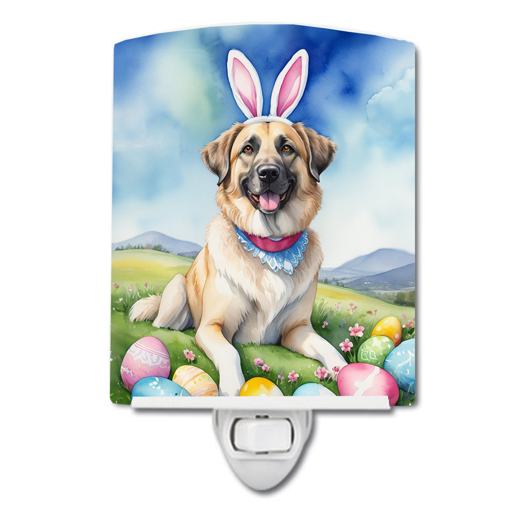 Anatolian Shepherd Dog Easter Egg Hunt Ceramic Night Light Compact, UL-Certified, Ideal for Bedroom, Bathroom, Nursery, Hallway, Kitchen, 6x4x3, Multicolor