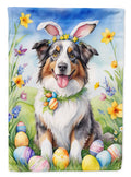 Australian Shepherd Easter Egg Hunt House Flag 28x40 Porch Sleeve Pole Decorative Outside Yard Banner Artwork Wall Hanging, Polyester