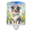 Australian Shepherd Easter Egg Hunt Ceramic Night Light Compact, UL-Certified, Ideal for Bedroom, Bathroom, Nursery, Hallway, Kitchen, 6x4x3, Multicolor