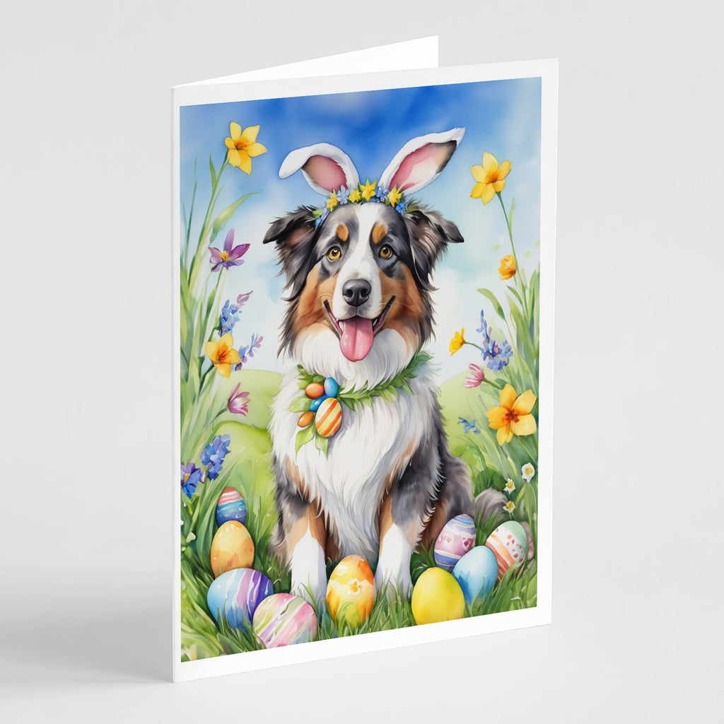 Australian Shepherd Easter Egg Hunt Greeting Cards Pack of 8 Blank Cards with Envelopes Whimsical A7 Size 5x7
