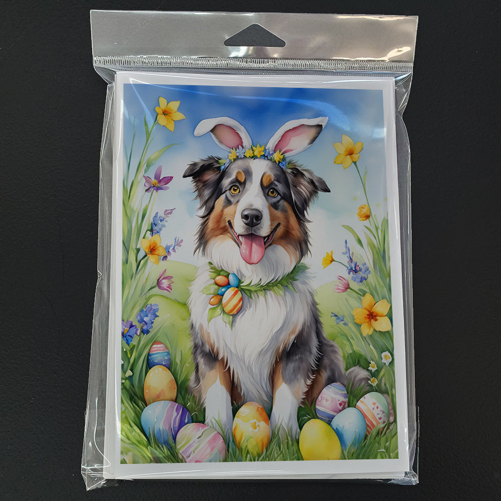 Australian Shepherd Easter Egg Hunt Greeting Cards Pack of 8 Blank Cards with Envelopes Whimsical A7 Size 5x7