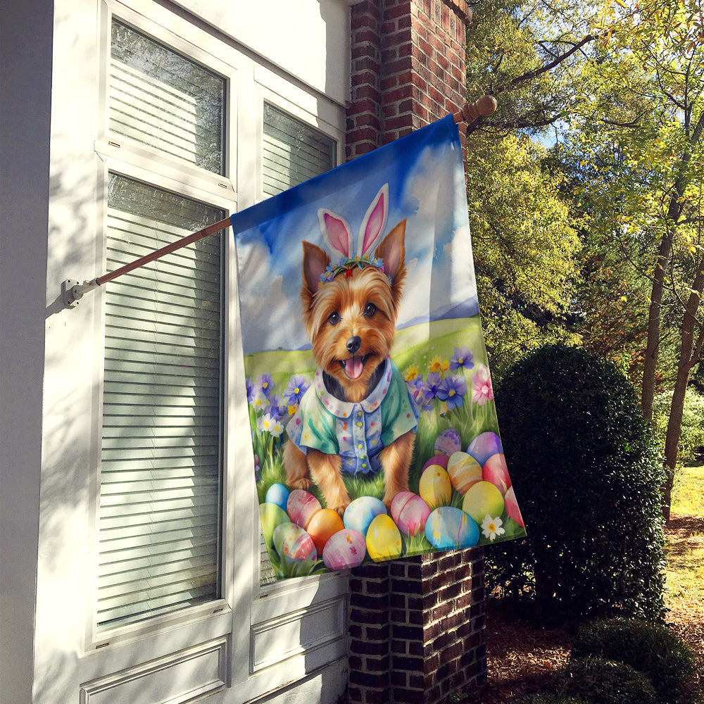 Australian Terrier Easter Egg Hunt House Flag 28x40 Porch Sleeve Pole Decorative Outside Yard Banner Artwork Wall Hanging, Polyester