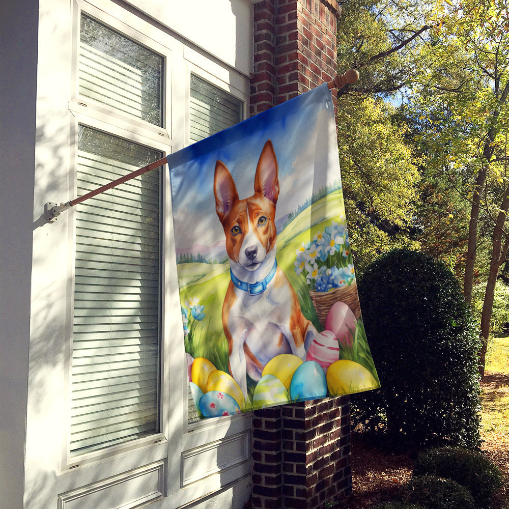 Basenji Easter Egg Hunt House Flag 28x40 Porch Sleeve Pole Decorative Outside Yard Banner Artwork Wall Hanging, Polyester