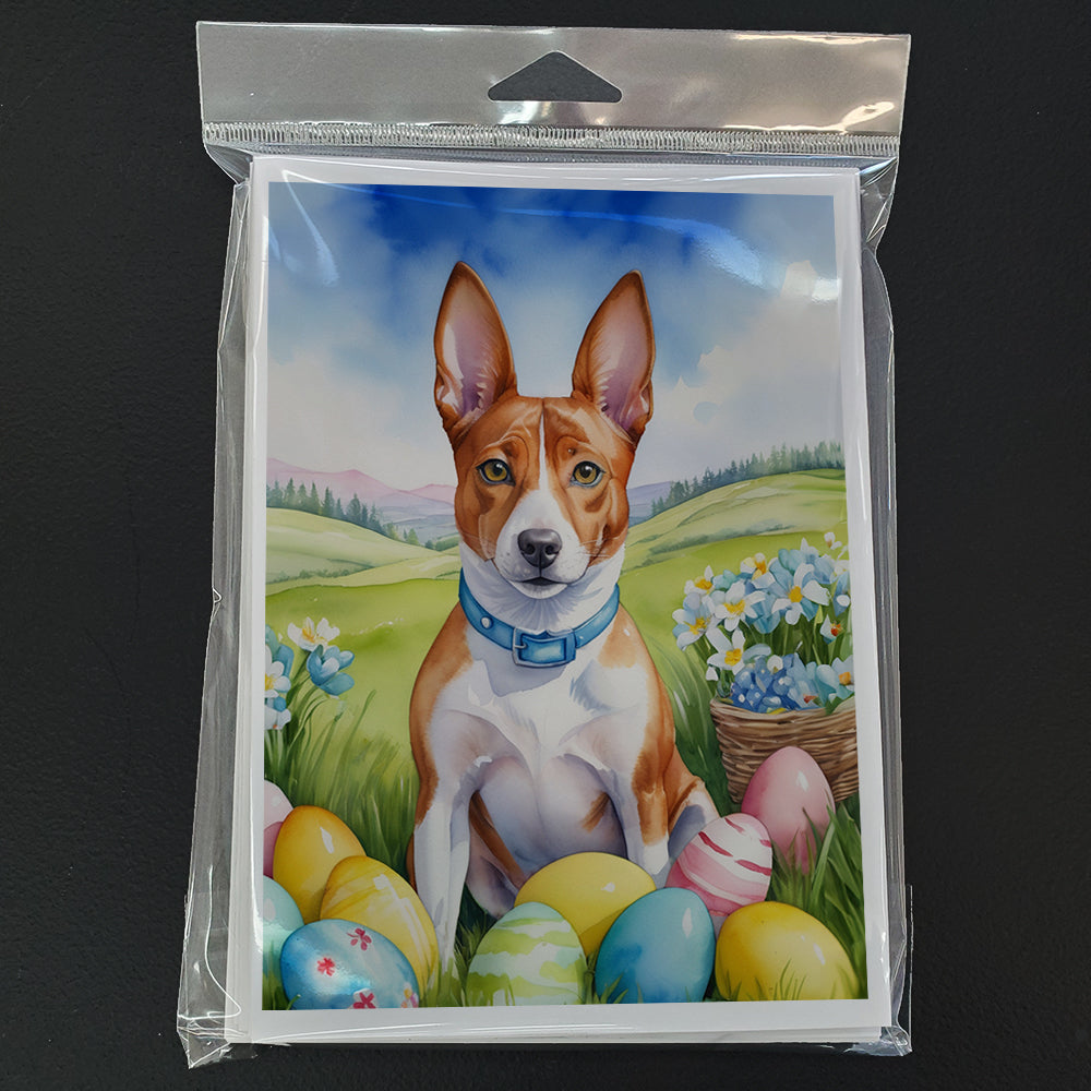 Basenji Easter Egg Hunt Greeting Cards Pack of 8 Blank Cards with Envelopes Whimsical A7 Size 5x7