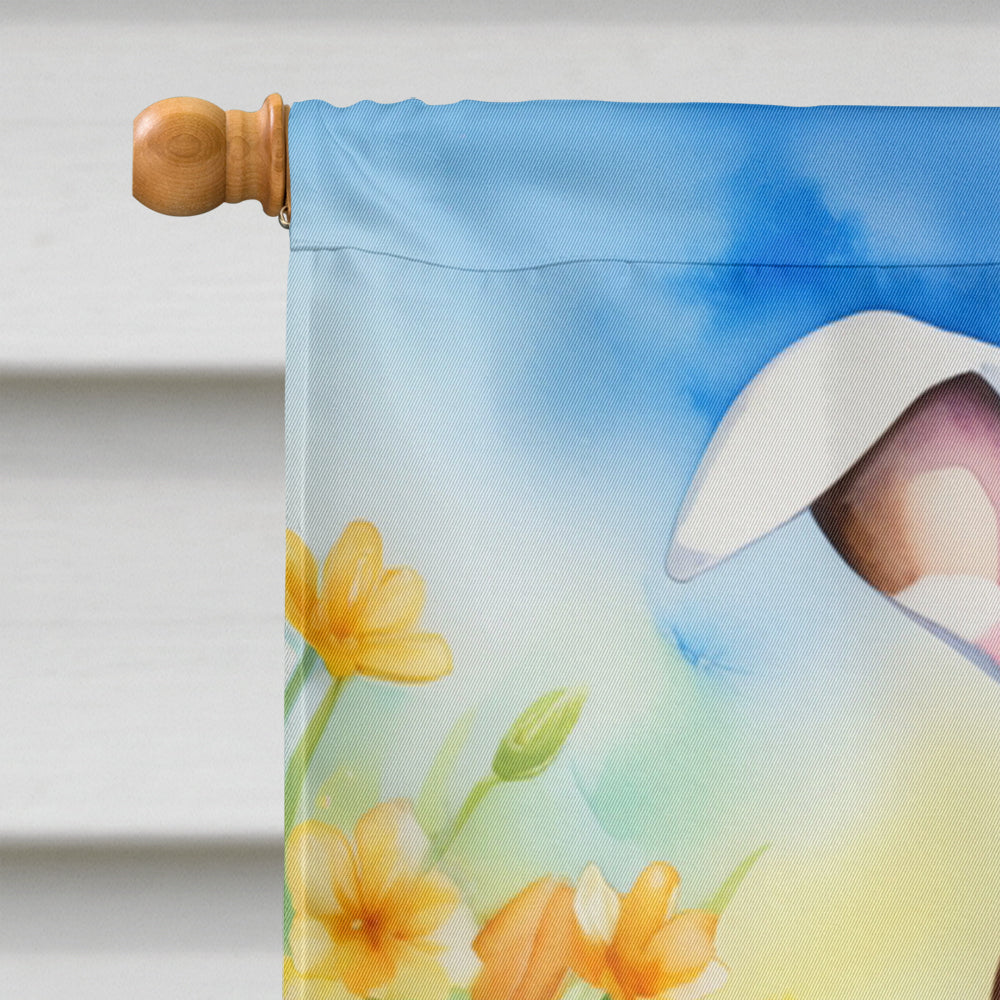 Basset Hound Easter Egg Hunt House Flag 28x40 Porch Sleeve Pole Decorative Outside Yard Banner Artwork Wall Hanging, Polyester