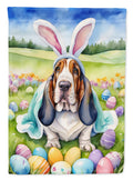 Basset Hound Easter Egg Hunt House Flag 28x40 Porch Sleeve Pole Decorative Outside Yard Banner Artwork Wall Hanging, Polyester