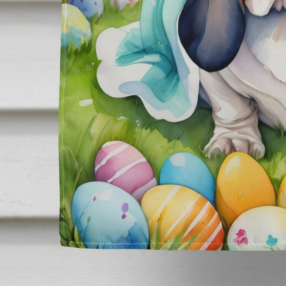Basset Hound Easter Egg Hunt House Flag 28x40 Porch Sleeve Pole Decorative Outside Yard Banner Artwork Wall Hanging, Polyester