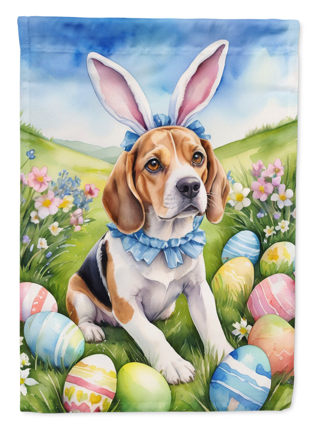 Beagle Easter Egg Hunt House Flag 28x40 Porch Sleeve Pole Decorative Outside Yard Banner Artwork Wall Hanging, Polyester