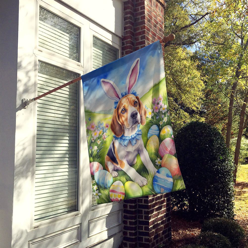 Beagle Easter Egg Hunt House Flag 28x40 Porch Sleeve Pole Decorative Outside Yard Banner Artwork Wall Hanging, Polyester