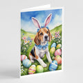 Beagle Easter Egg Hunt Greeting Cards Pack of 8 Blank Cards with Envelopes Whimsical A7 Size 5x7