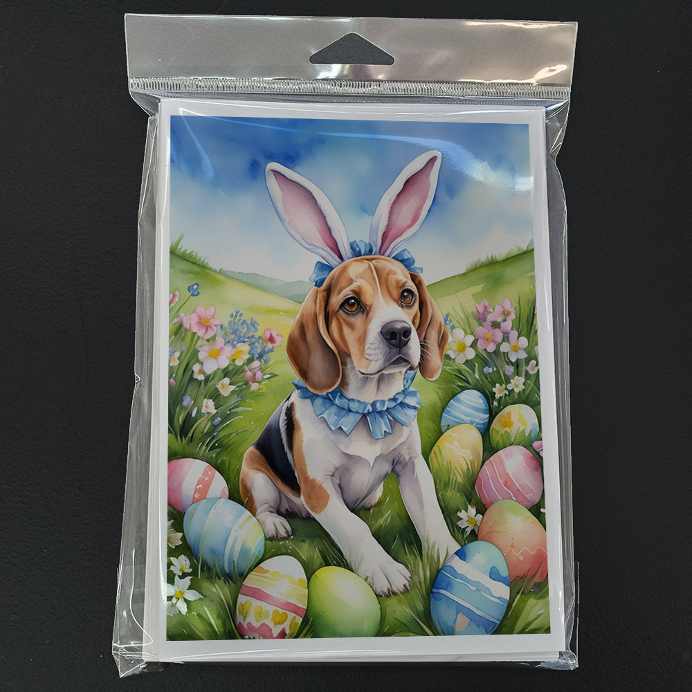 Beagle Easter Egg Hunt Greeting Cards Pack of 8 Blank Cards with Envelopes Whimsical A7 Size 5x7