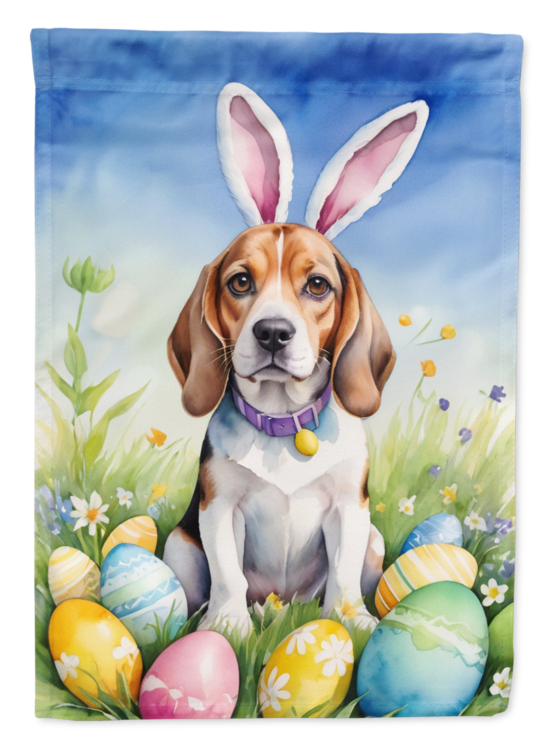 Beagle Easter Egg Hunt House Flag 28x40 Porch Sleeve Pole Decorative Outside Yard Banner Artwork Wall Hanging, Polyester