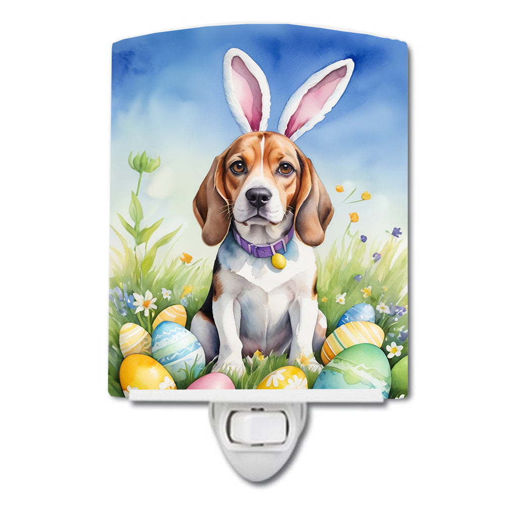 Beagle Easter Egg Hunt Ceramic Night Light Compact, UL-Certified, Ideal for Bedroom, Bathroom, Nursery, Hallway, Kitchen, 6x4x3, Multicolor