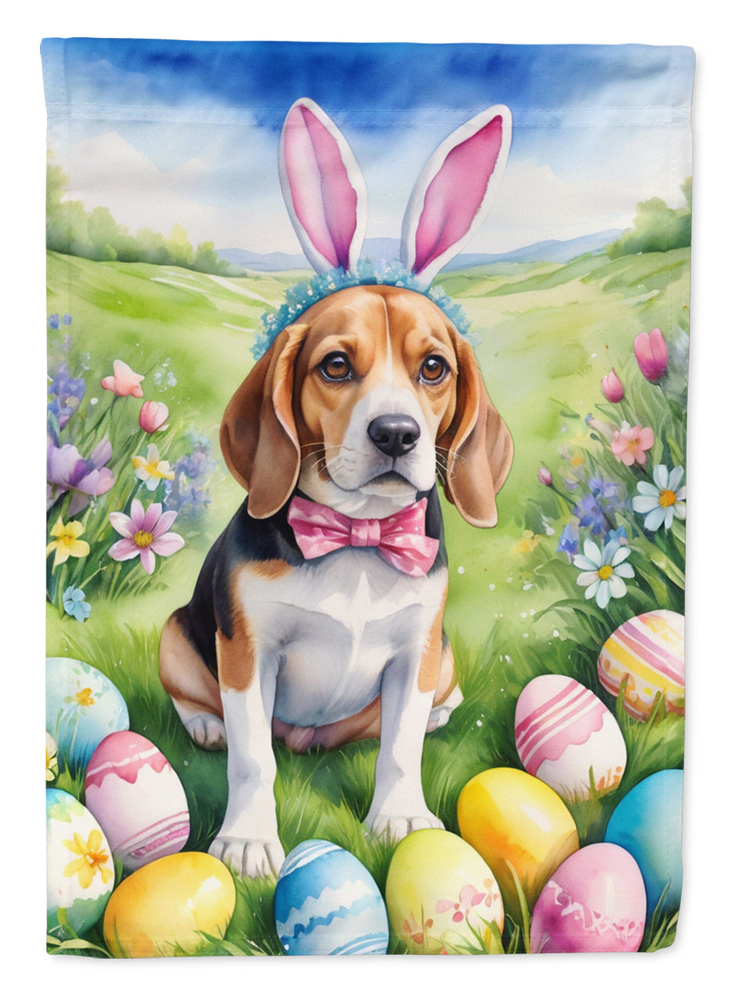 Beagle Easter Egg Hunt House Flag 28x40 Porch Sleeve Pole Decorative Outside Yard Banner Artwork Wall Hanging, Polyester