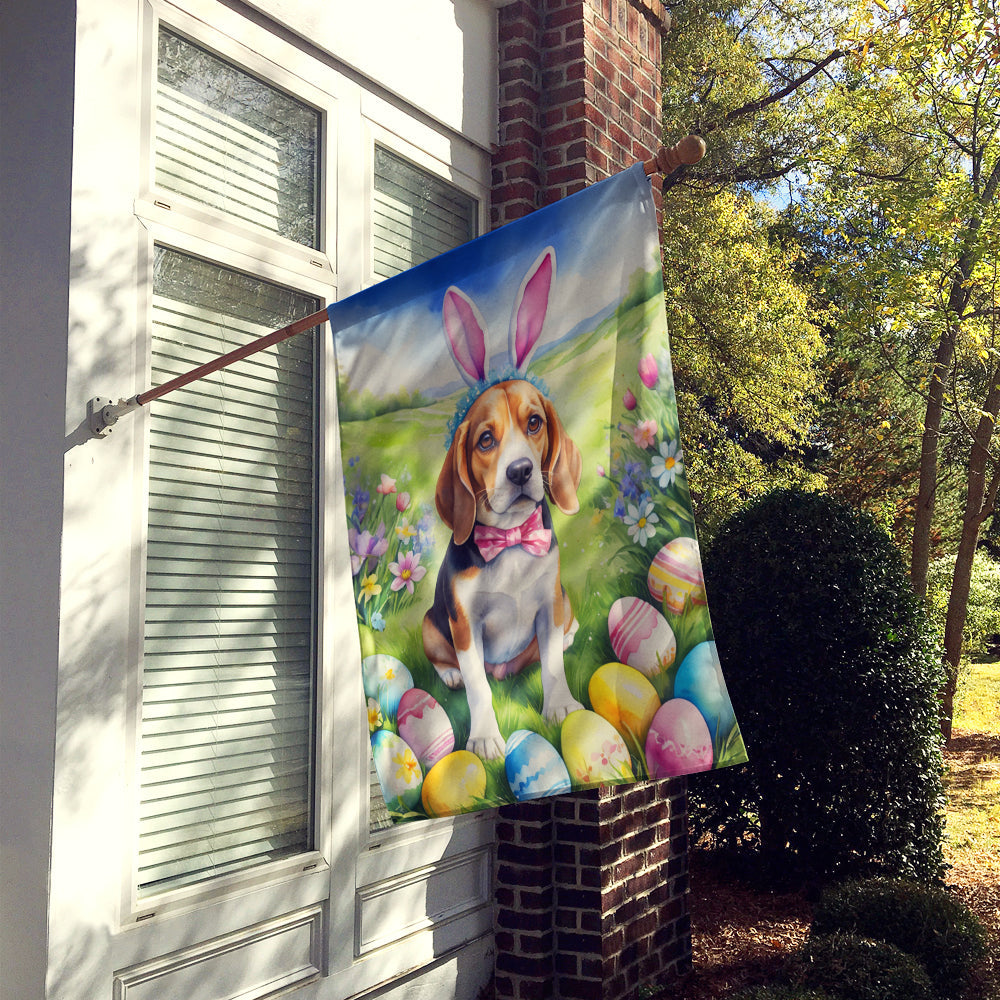 Beagle Easter Egg Hunt House Flag 28x40 Porch Sleeve Pole Decorative Outside Yard Banner Artwork Wall Hanging, Polyester