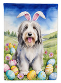 Bearded Collie Easter Egg Hunt House Flag 28x40 Porch Sleeve Pole Decorative Outside Yard Banner Artwork Wall Hanging, Polyester
