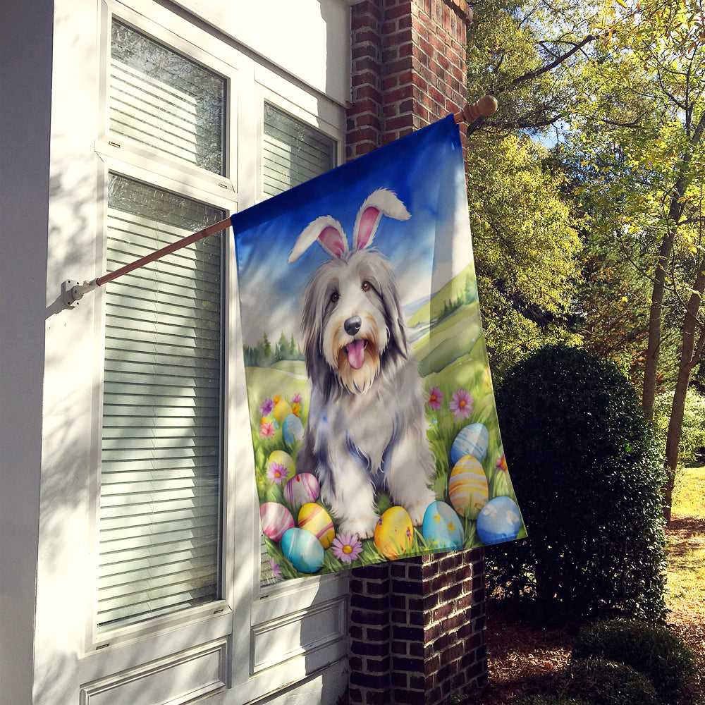Bearded Collie Easter Egg Hunt House Flag 28x40 Porch Sleeve Pole Decorative Outside Yard Banner Artwork Wall Hanging, Polyester
