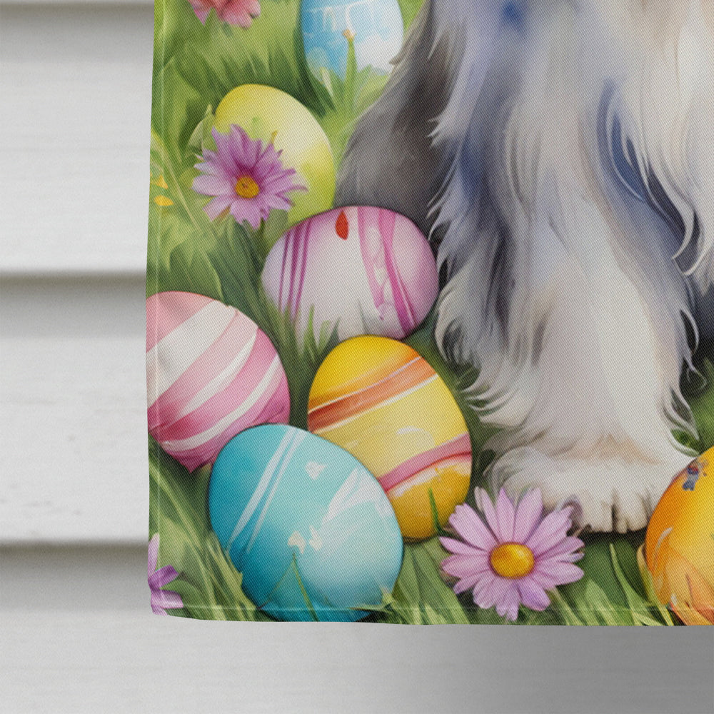 Bearded Collie Easter Egg Hunt House Flag 28x40 Porch Sleeve Pole Decorative Outside Yard Banner Artwork Wall Hanging, Polyester