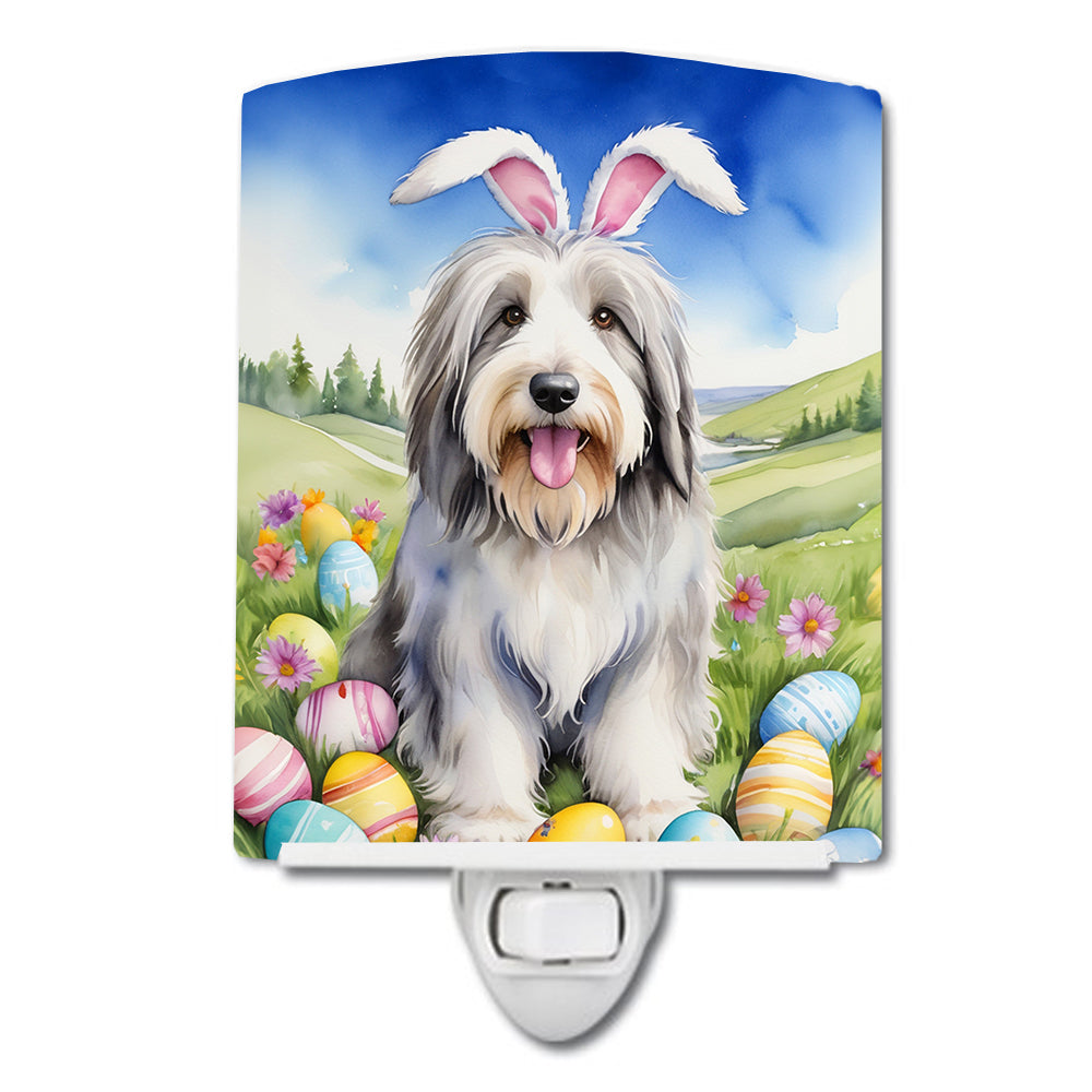 Bearded Collie Easter Egg Hunt Ceramic Night Light Compact, UL-Certified, Ideal for Bedroom, Bathroom, Nursery, Hallway, Kitchen, 6x4x3, Multicolor