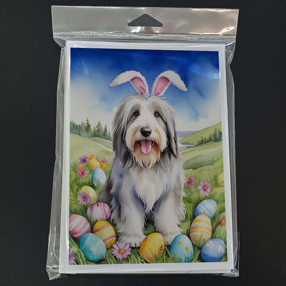 Bearded Collie Easter Egg Hunt Greeting Cards Pack of 8 Blank Cards with Envelopes Whimsical A7 Size 5x7