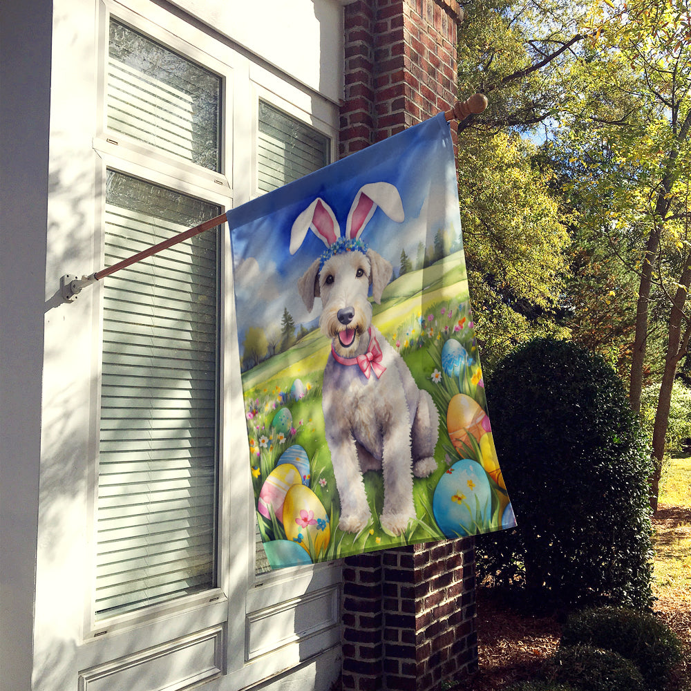 Bedlington Terrier Easter Egg Hunt House Flag 28x40 Porch Sleeve Pole Decorative Outside Yard Banner Artwork Wall Hanging, Polyester