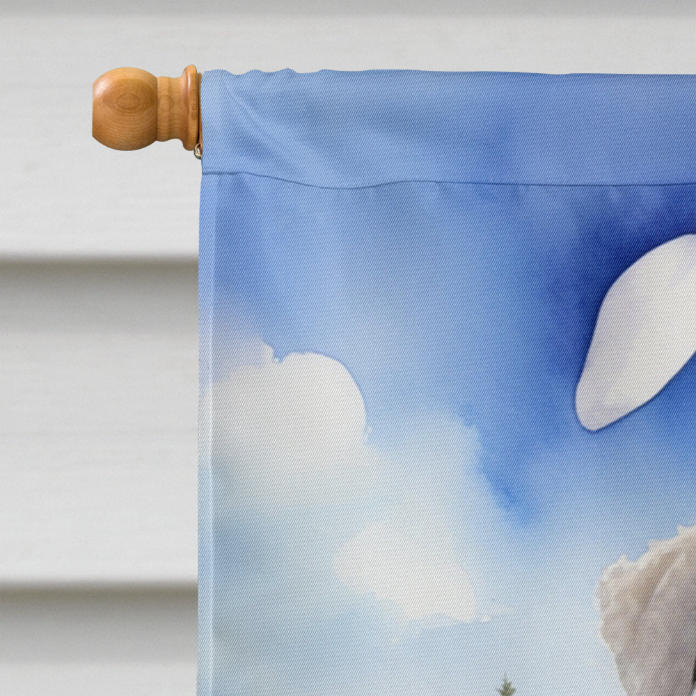 Bedlington Terrier Easter Egg Hunt House Flag 28x40 Porch Sleeve Pole Decorative Outside Yard Banner Artwork Wall Hanging, Polyester
