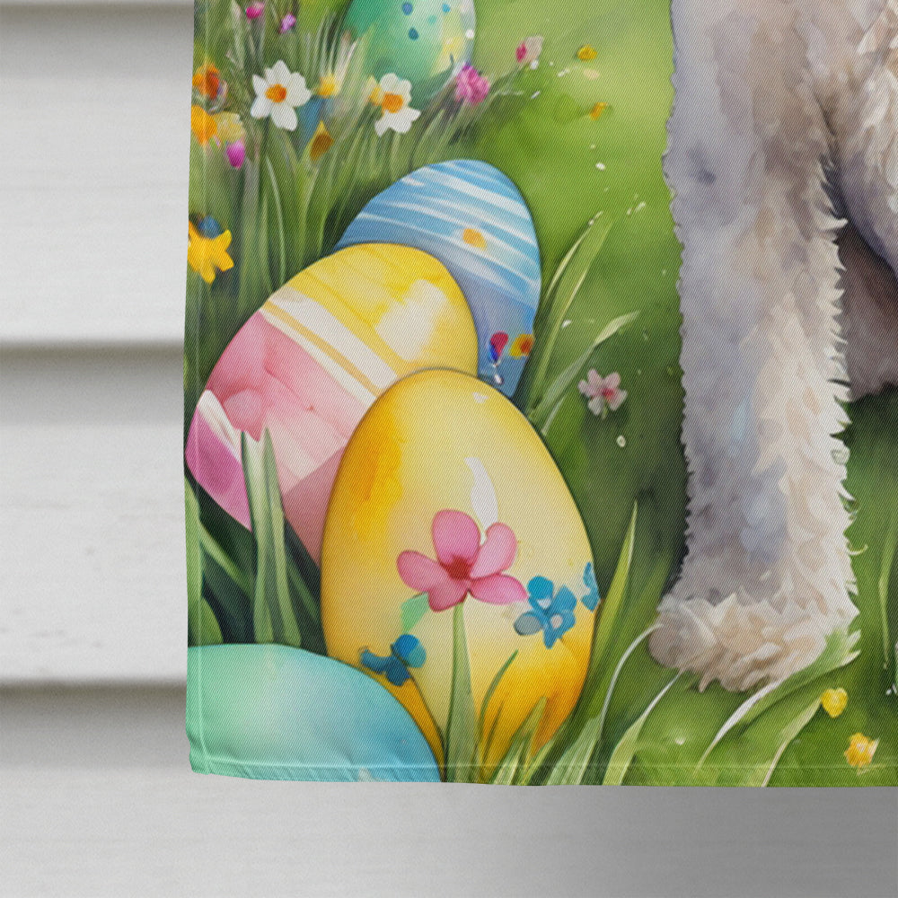 Bedlington Terrier Easter Egg Hunt House Flag 28x40 Porch Sleeve Pole Decorative Outside Yard Banner Artwork Wall Hanging, Polyester