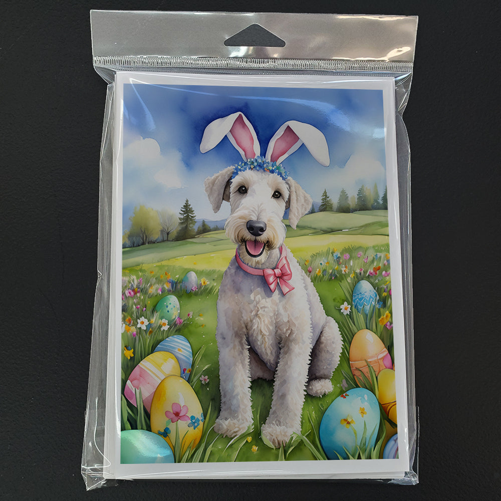 Bedlington Terrier Easter Egg Hunt Greeting Cards Pack of 8 Blank Cards with Envelopes Whimsical A7 Size 5x7
