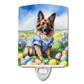 Belgian Tervuren Easter Egg Hunt Ceramic Night Light Compact, UL-Certified, Ideal for Bedroom, Bathroom, Nursery, Hallway, Kitchen, 6x4x3, Multicolor