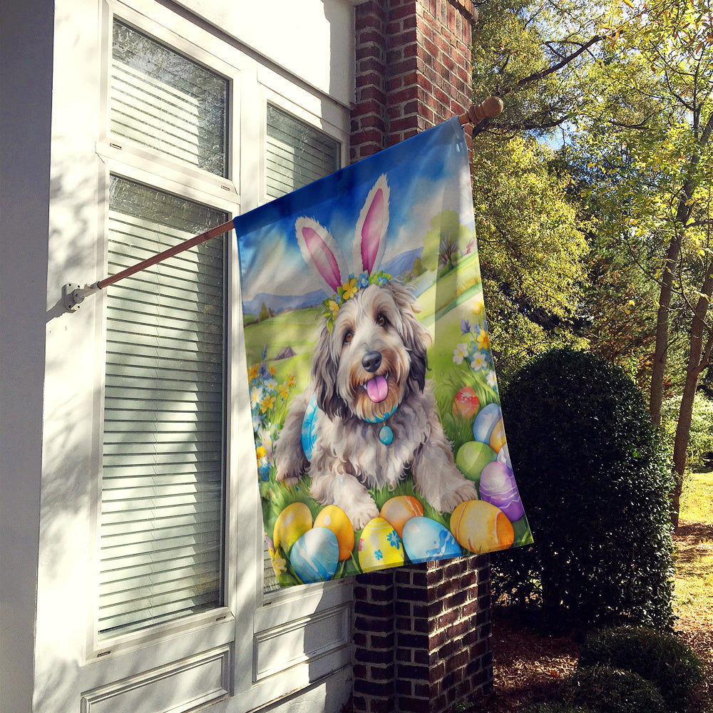 Bergamasco Sheepdog Easter Egg Hunt House Flag 28x40 Porch Sleeve Pole Decorative Outside Yard Banner Artwork Wall Hanging, Polyester