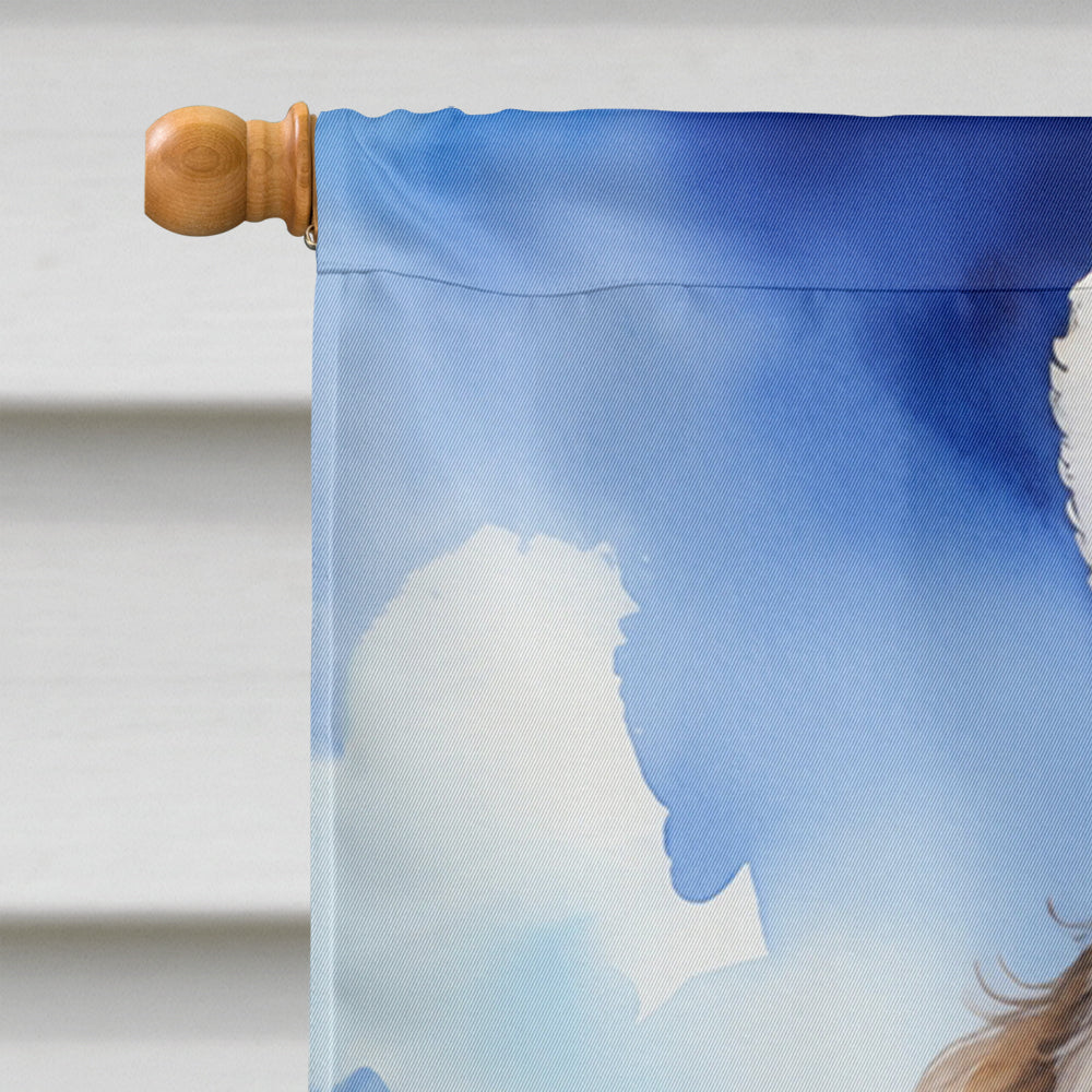 Bernedoodle Easter Egg Hunt House Flag 28x40 Porch Sleeve Pole Decorative Outside Yard Banner Artwork Wall Hanging, Polyester