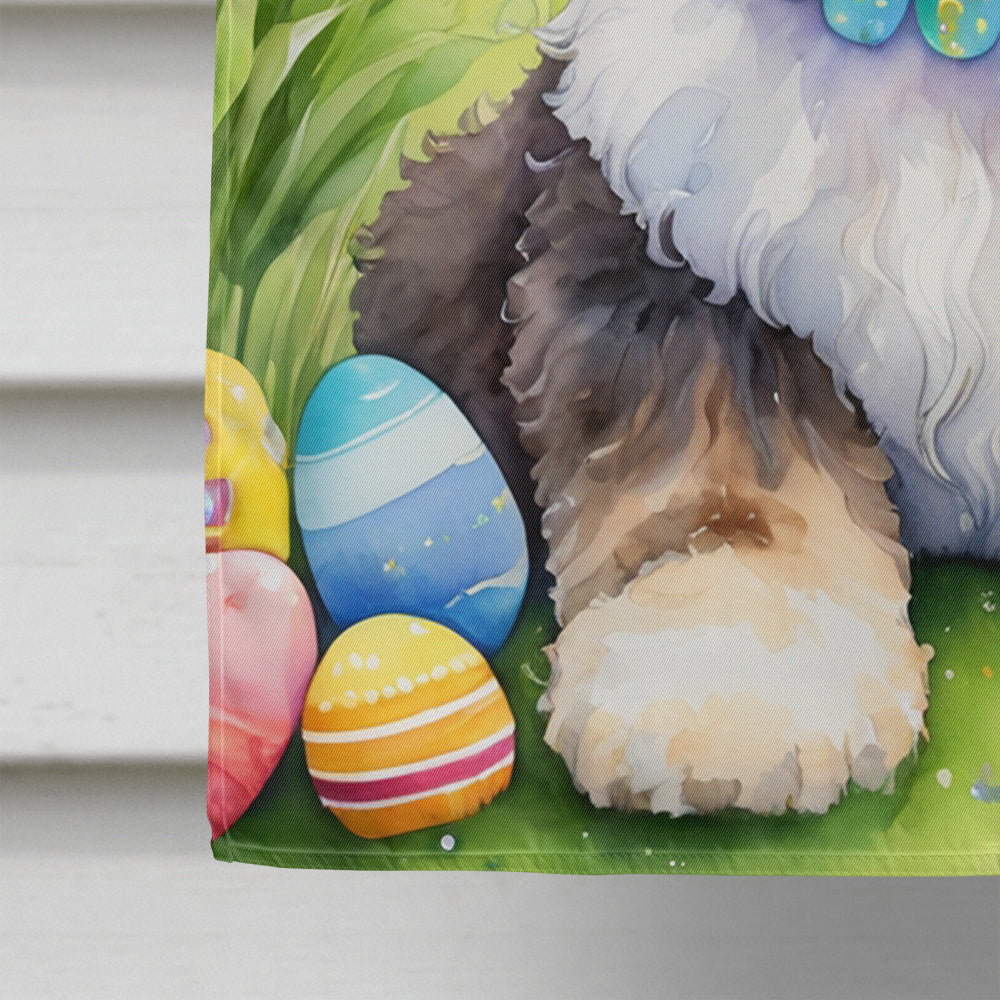 Bernedoodle Easter Egg Hunt House Flag 28x40 Porch Sleeve Pole Decorative Outside Yard Banner Artwork Wall Hanging, Polyester
