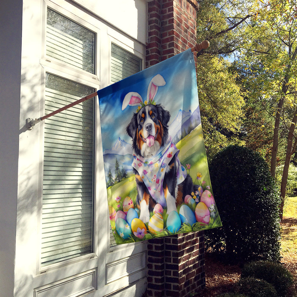 Bernese Mountain Dog Easter Egg Hunt House Flag 28x40 Porch Sleeve Pole Decorative Outside Yard Banner Artwork Wall Hanging, Polyester
