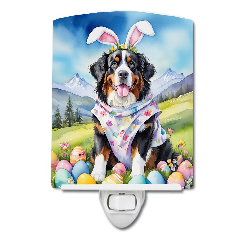 Bernese Mountain Dog Easter Egg Hunt Ceramic Night Light Compact, UL-Certified, Ideal for Bedroom, Bathroom, Nursery, Hallway, Kitchen, 6x4x3, Multicolor
