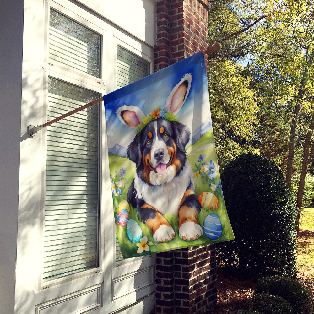 Bernese Mountain Dog Easter Egg Hunt House Flag 28x40 Porch Sleeve Pole Decorative Outside Yard Banner Artwork Wall Hanging, Polyester