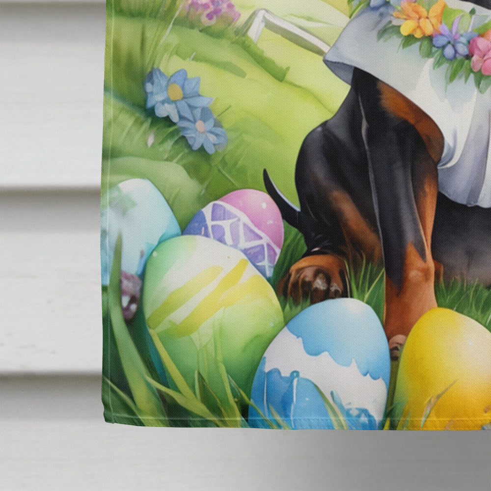 Black and Tan Coonhound Easter Egg Hunt House Flag 28x40 Porch Sleeve Pole Decorative Outside Yard Banner Artwork Wall Hanging, Polyester