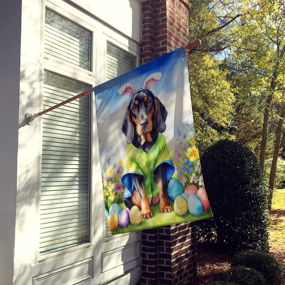 Black and Tan Coonhound Easter Egg Hunt House Flag 28x40 Porch Sleeve Pole Decorative Outside Yard Banner Artwork Wall Hanging, Polyester