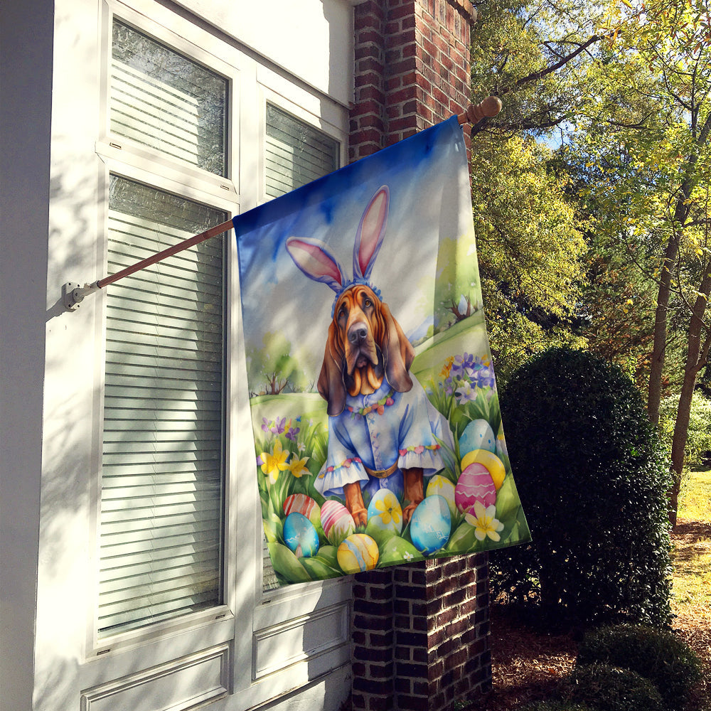 Bloodhound Easter Egg Hunt House Flag 28x40 Porch Sleeve Pole Decorative Outside Yard Banner Artwork Wall Hanging, Polyester
