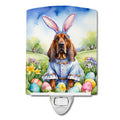 Bloodhound Easter Egg Hunt Ceramic Night Light Compact, UL-Certified, Ideal for Bedroom, Bathroom, Nursery, Hallway, Kitchen, 6x4x3, Multicolor