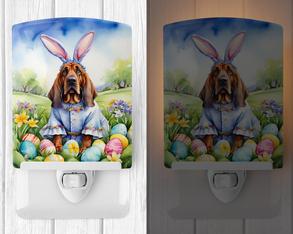 Bloodhound Easter Egg Hunt Ceramic Night Light Compact, UL-Certified, Ideal for Bedroom, Bathroom, Nursery, Hallway, Kitchen, 6x4x3, Multicolor