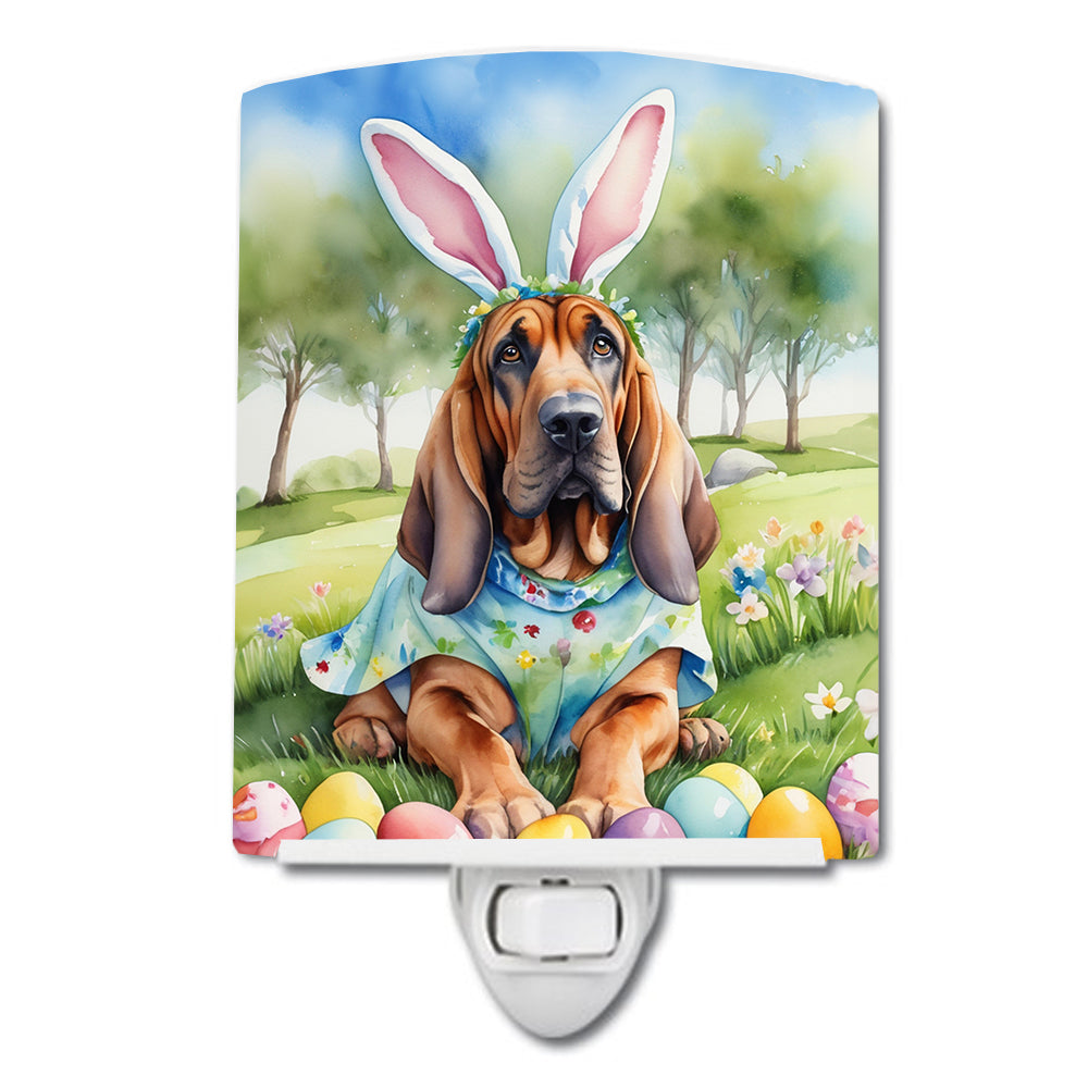 Bloodhound Easter Egg Hunt Ceramic Night Light Compact, UL-Certified, Ideal for Bedroom, Bathroom, Nursery, Hallway, Kitchen, 6x4x3, Multicolor
