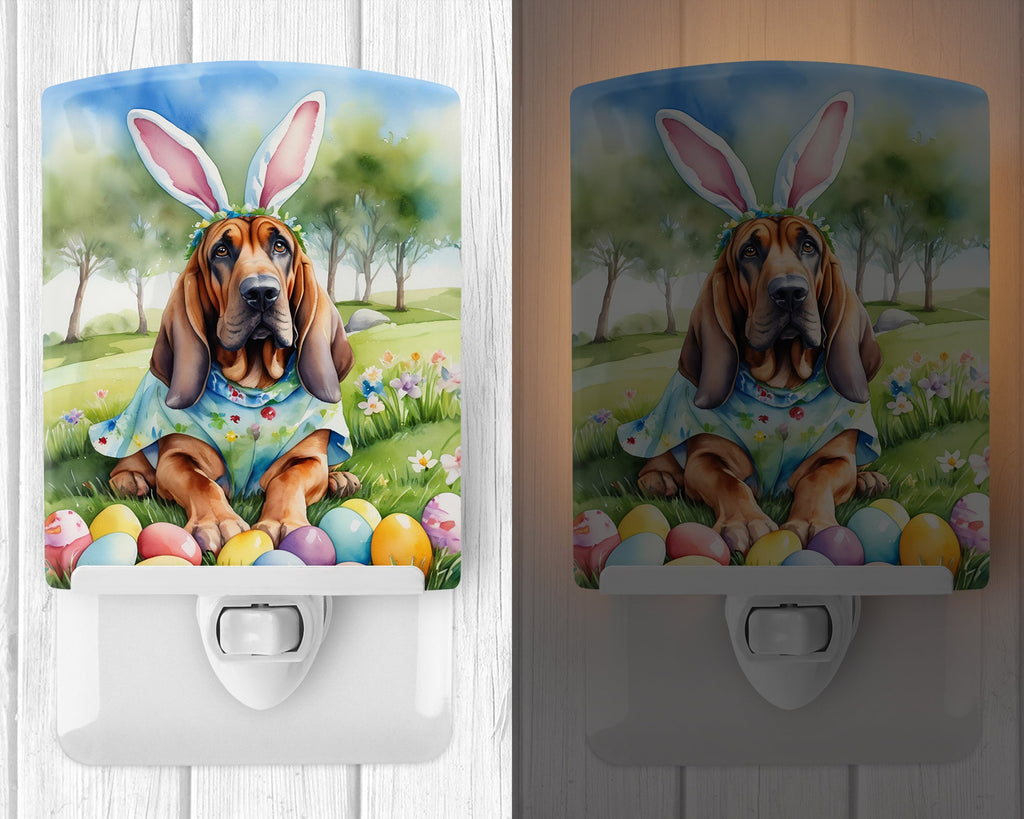 Bloodhound Easter Egg Hunt Ceramic Night Light Compact, UL-Certified, Ideal for Bedroom, Bathroom, Nursery, Hallway, Kitchen, 6x4x3, Multicolor